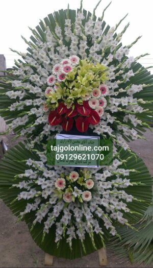 تاج گل 2طبقه ترحیم تسلیت ختم یادبود عزا کد C63