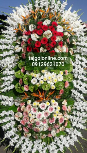 تاج گل 3طبقه ترحیم تسلیت ختم یادبود عزا کد C55